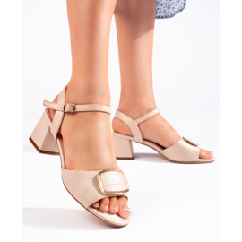 Sandali eleganti beige con tacco di Sergio Leone 1