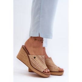 Infradito con zeppa da donna Sergio Leone KL213 Beige 1