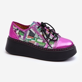 Sneakers da Donna in Pelle Su Platform Maciejka 06479-15 Fucsia rosa 1