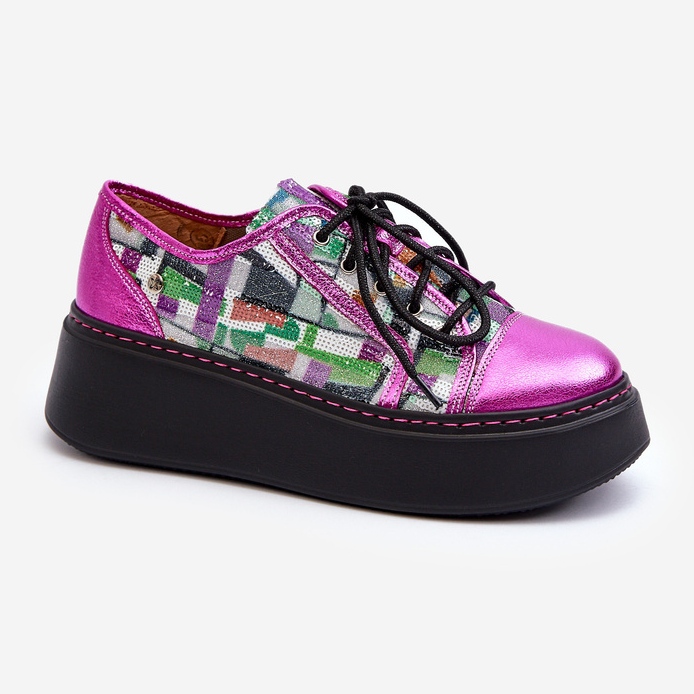 Sneakers da Donna in Pelle Su Platform Maciejka 06479-15 Fucsia rosa 1