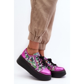 Sneakers da Donna in Pelle Su Platform Maciejka 06479-15 Fucsia rosa 2