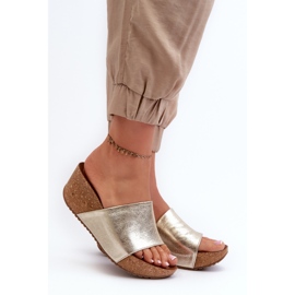 Zazoo 40289 Infradito da donna in pelle con zeppa in sughero, oro d'oro 2