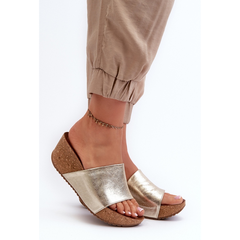 Zazoo 40289 Infradito da donna in pelle con zeppa in sughero, oro d'oro 2