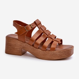 Zazoo 40410 Sandali in pelle da donna, Marrone 1