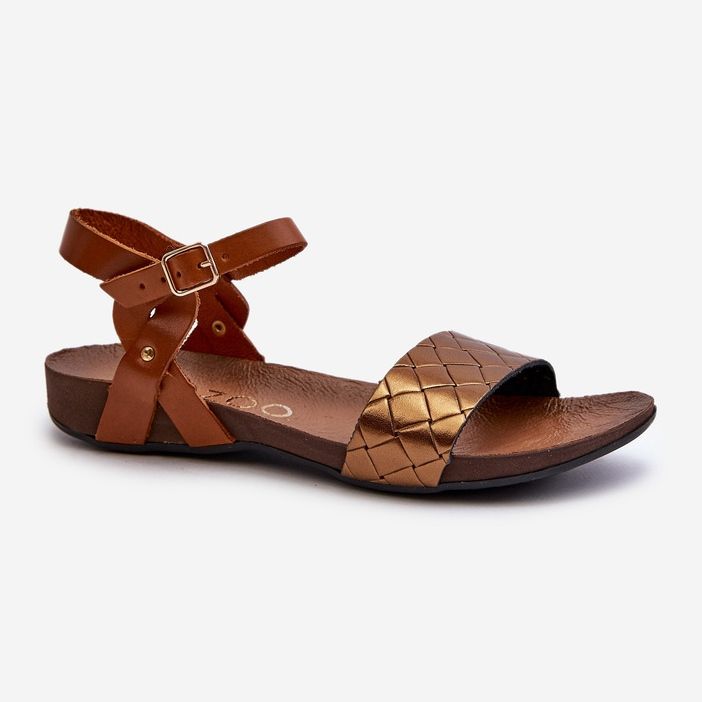 Zazoo 40027 Sandali piatti in pelle da donna, Rame marrone 1