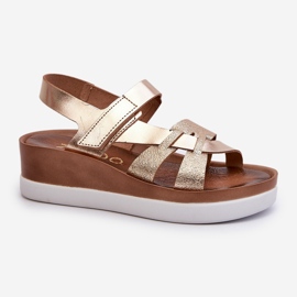 Zazoo 40397 Sandali in pelle da donna con plateau, Oro d'oro 1