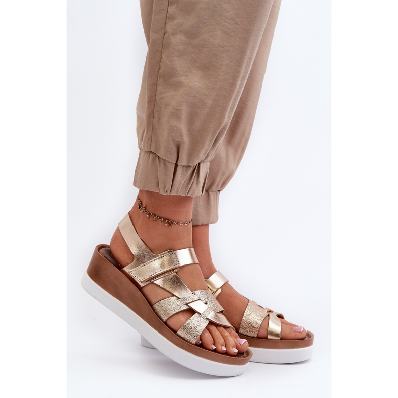 Zazoo 40397 Sandali in pelle da donna con plateau, Oro d'oro 2