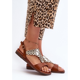 Sandali piatti da donna Sergio Leone SK070H, Marrone 2