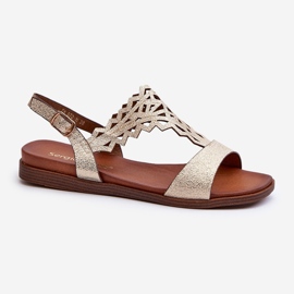 Sandali piatti da donna Sergio Leone SK070H, oro d'oro 1