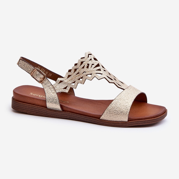 Sandali piatti da donna Sergio Leone SK070H, oro d'oro 1