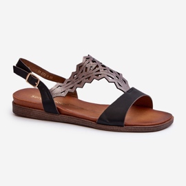 Sandali piatti Sergio Leone SK070H da donna neri nero 1
