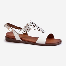 Sandali piatti da donna Sergio Leone SK070H, bianchi bianco 1