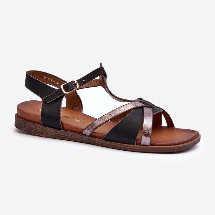 Sandali Bassi da Donna in Eco Pelle Sergio Leone SK071H Nero 2