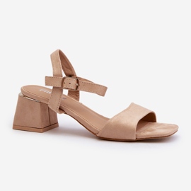 Sandali da Donna su Blocco in Eco Camoscio Beige Leisha 1