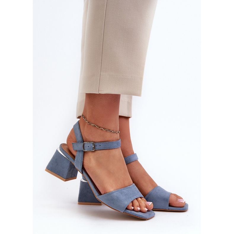 Sandali da Donna su Blocco in Eco Camoscio, Leisha Blu 2