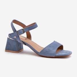 Sandali da Donna su Blocco in Eco Camoscio, Leisha Blu 1
