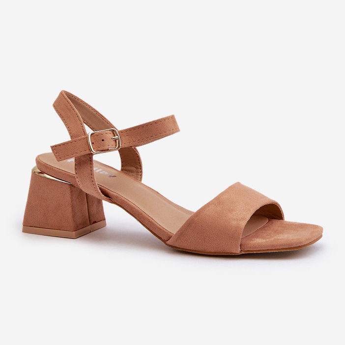 Sandali da Donna su Blocco Realizzati in Eco Pelle Scamosciata Cammello Leisha beige 1