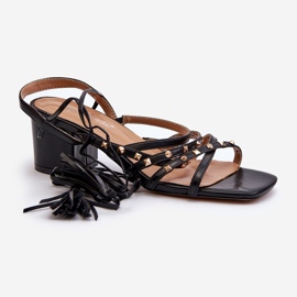 Sandali con tacco basso legati decorati con borchie Chrisele nere nero 2