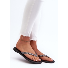 Infradito piatte flessibili da donna ZAXY JJ285297 Grigio-Nero 2