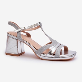 Sandali con Tacco Alto da Donna Realizzati in Ecopelle Argento Lyana 1