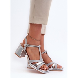 Sandali con Tacco Alto da Donna Realizzati in Ecopelle Argento Lyana d'argento 2