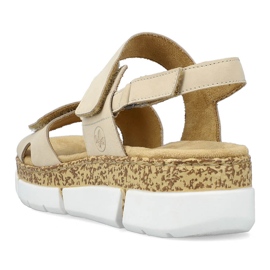 Comodi sandali beige con velcro da donna Rieker V2366-60 1