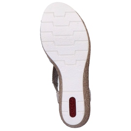 Comodi sandali slip-on da donna con zeppa multi Rieker 61916-91 beige 2