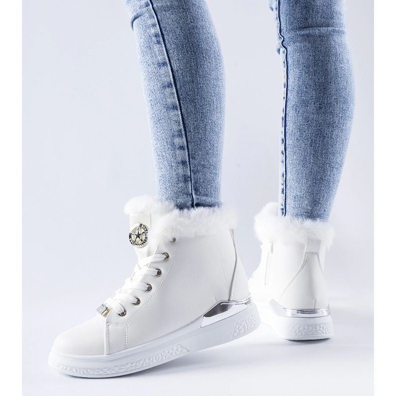 Sneakers bianche con pelliccia di Fiemme bianco 2