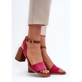 Sandali con Tacco Alto da Donna Realizzati in Eco Camoscio Ronvia Fucsia rosa 2