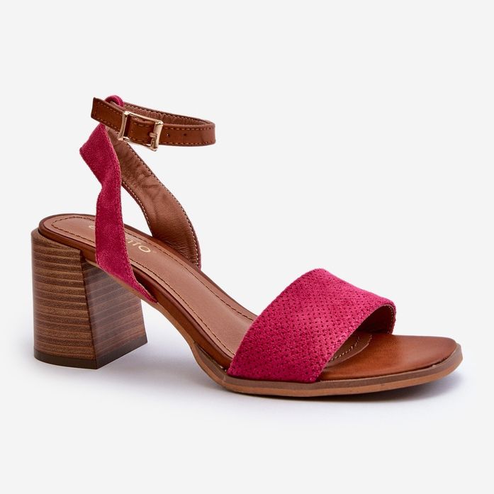 Sandali con Tacco Alto da Donna Realizzati in Eco Camoscio Ronvia Fucsia rosa 1