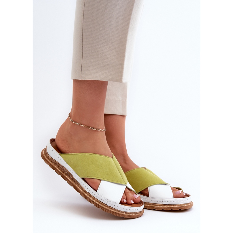 Infradito in pelle profilata Maciejka 04986-11 Lime bianco 2