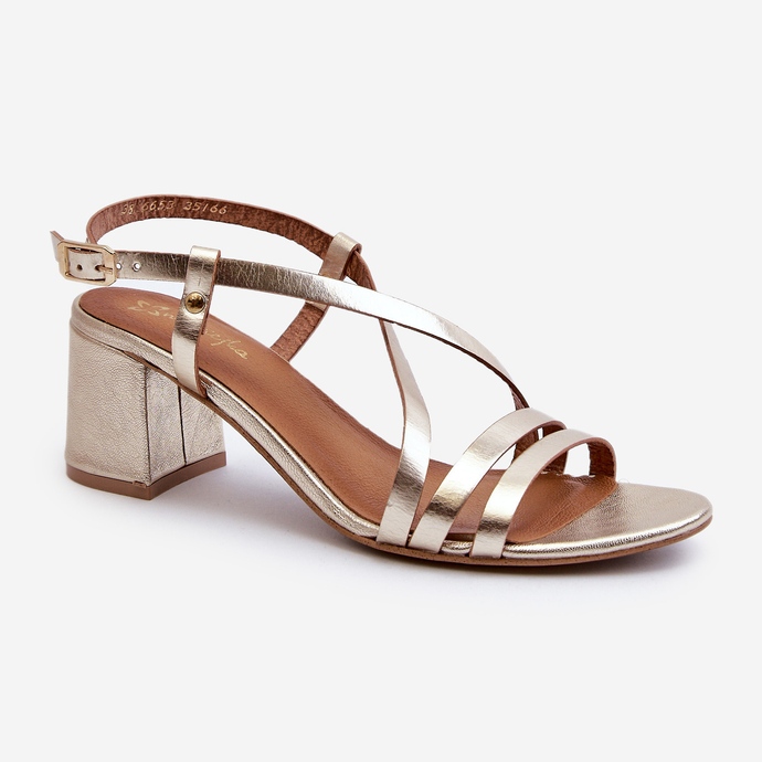 Sandali in pelle con tacco basso Maciejka 06653-25 Oro d'oro 1