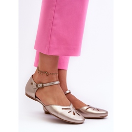 Sandali da donna in pelle Maciejka 06641-25 Oro d'oro 2