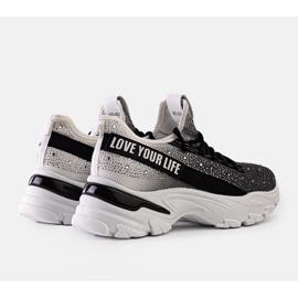 Sneakers massicce lucide bianche e grigie di Senai nero 1
