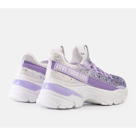 Sneakers massicce lucide bianche e viola di Senai 1