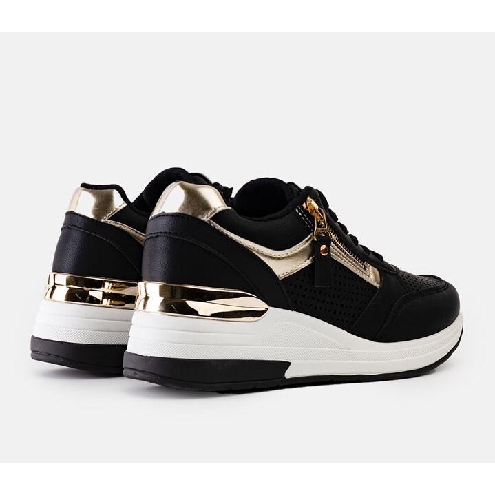 Sneakers con zeppa Danai nere traforate nero 1