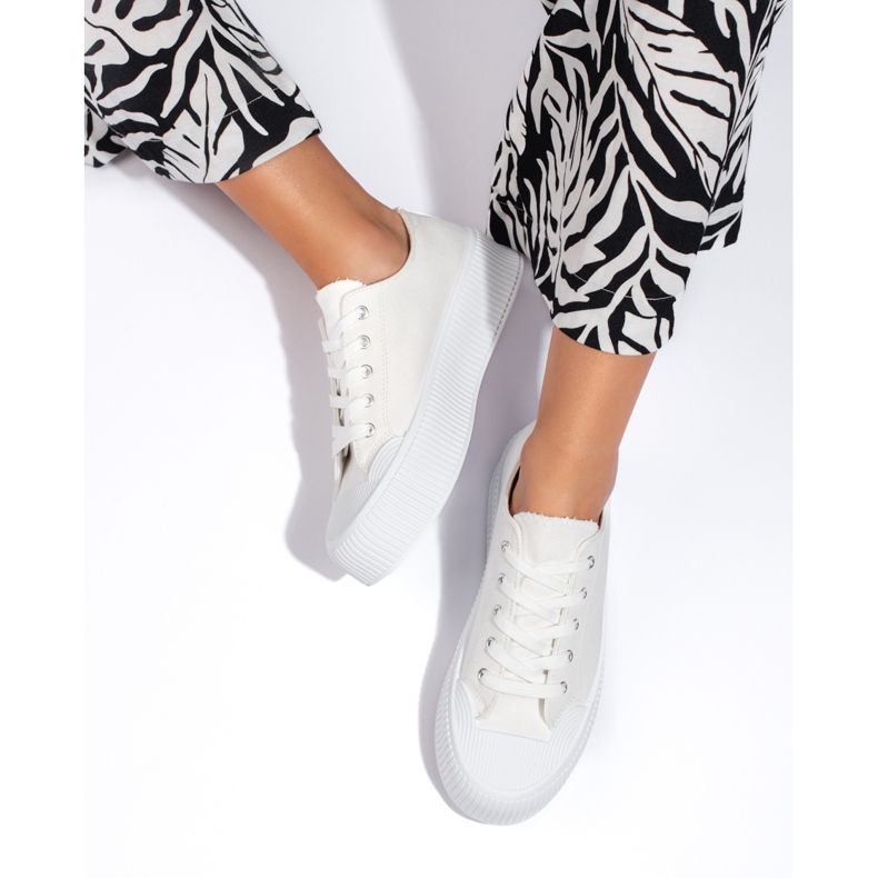 Sneakers con plateau da donna bianche bianca 2