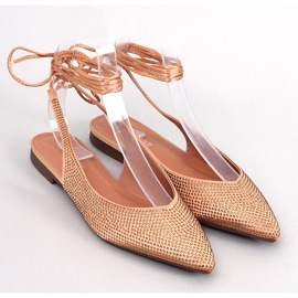 Ballerine con tacco aperto in strass di Vonda Champagne d'oro 1