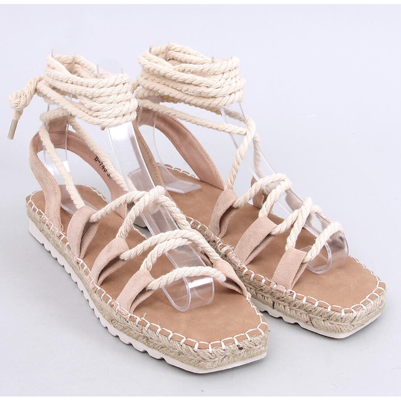 Sandali espadrillas stringati Zakaris color albicocca beige 1