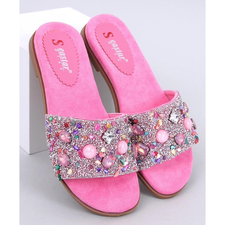 Infradito Abriel fucsia con pietre rosa 1