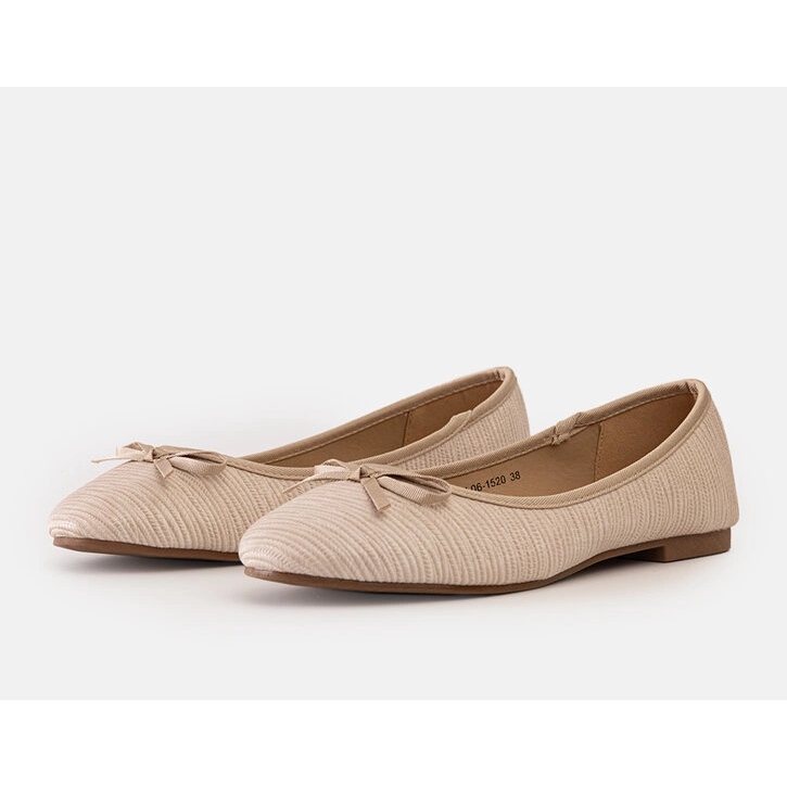 Ballerine beige con fiocco e inserto in pelle di Rosaly 1