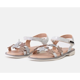 Miss Sandali da bambino Charisa grigi con stelle glitter d'argento 1