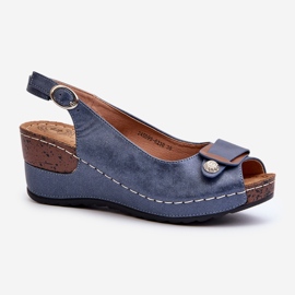 Scarpe Comode Leggere Da Donna Sandali Con Zeppa, Blu Efravia 1