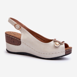Evento Scarpe Comode Sandali Zeppa Leggera da Donna Beige e Argento Efravia 1