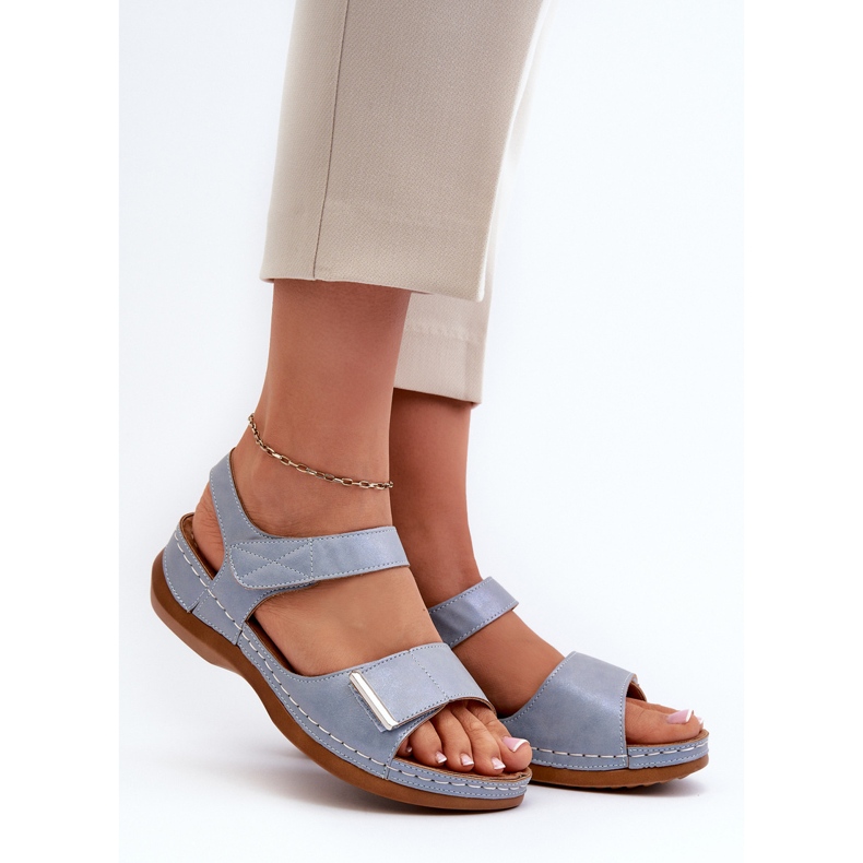 Evento Comodi sandali con velcro da donna blu Iphiope 2