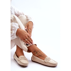 Mocassini beige in pelle scamosciata femminile 3