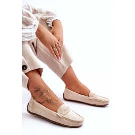 Mocassini beige in pelle scamosciata femminile 4