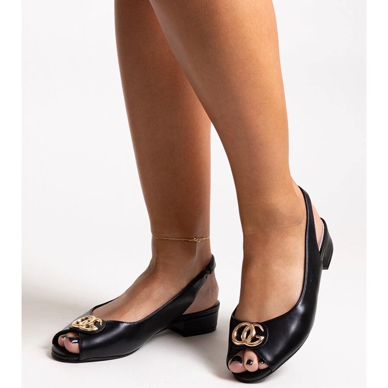 Sandali Karimala con sottopiede in pelle nero 1