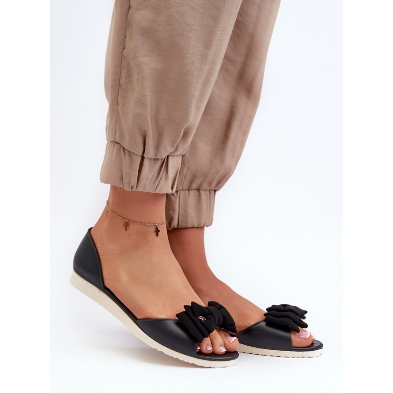 Ballerine da donna in gomma con fiocco, Georia Nero 1