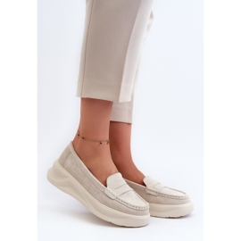 Mocassini da Donna in Pelle Scamosciata Filidia Beige Chiaro 1